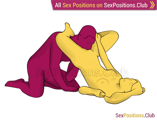 Sex position #250 - Superhero. (oral sex, cunnilingus, kneeling). Kamasutra - Photo, picture, image