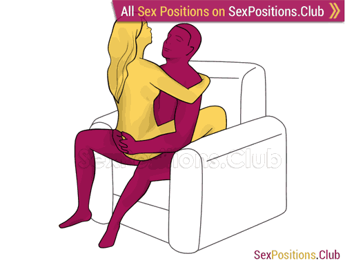 Sex position #325 - Zodiac (on the armchair). (woman on top, face to face, sitting). Kamasutra - Photo, picture, image