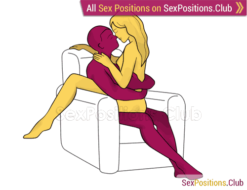 Sex position #414 - Mexican style (on the armchair). (woman on top, face to face, sitting). Kamasutra - Photo, picture, image