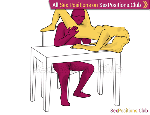 Sex position #261 - Special breakfast (on the table). (oral sex, cunnilingus). Kamasutra - Photo, picture, image
