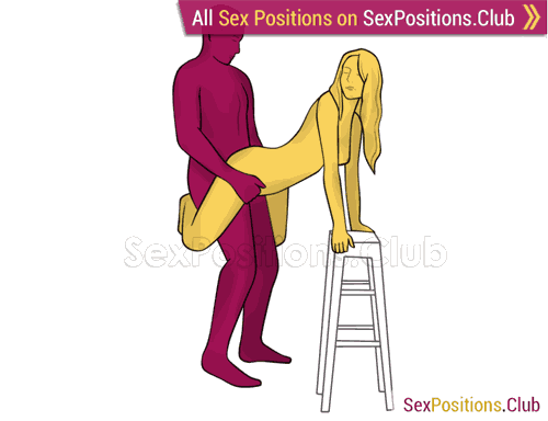 Sex position #487 - Apex (on the chair). (from behind, rear entry, standing). Kamasutra - Photo, picture, image