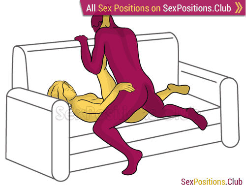 Sex position #433 - Bung (on the couch). (anal sex, from behind, right angle). Kamasutra - Photo, picture, image
