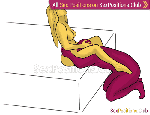 Sex position #389 - Hunger (on the bed). (oral sex, cunnilingus, kneeling). Kamasutra - Photo, picture, image