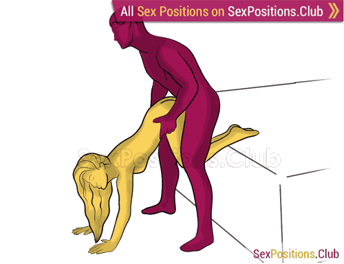 Sex position #480 - Juicy ass (on the bed). (doggy style, from behind, rear entry, standing). Kamasutra - Photo, picture, image