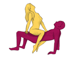 Sex position #378 - Air rider. (cowgirl, woman on top, right angle, standing). Kamasutra - Photo, picture, image