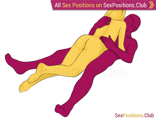 Sex position #14 - Tulip. (face to face, lying down, woman on top). Kamasutra - Photo, picture, image