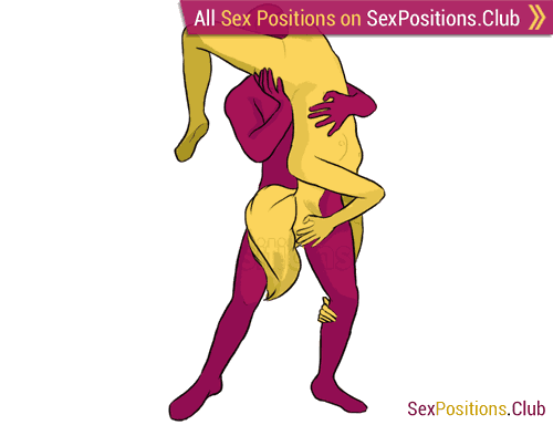 Sex position #169 - Snake. (69 sex position, oral sex, standing). Kamasutra - Photo, picture, image