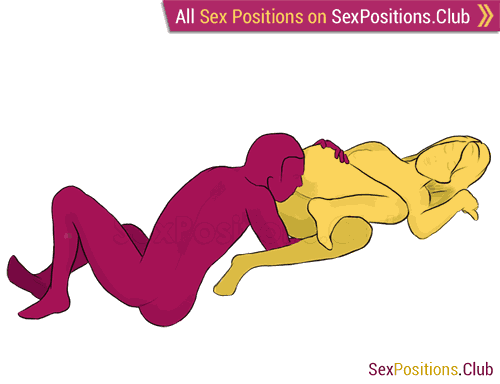 Sex position #98 - Snail. (cunnilingus, from behind, lying down, oral sex). Kamasutra - Photo, picture, image