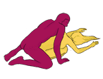 Sex position #56 - Turtle. (doggy style, from behind, kneeling, man on top, rear entry). Kamasutra - Photo, picture, image