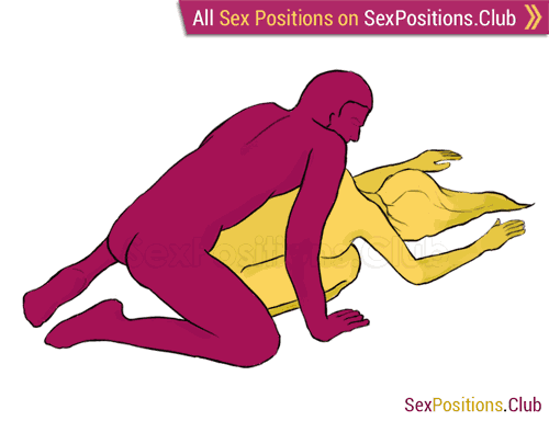 Sex position #56 - Turtle. (doggy style, from behind, kneeling, man on top, rear entry). Kamasutra - Photo, picture, image
