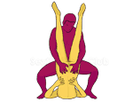 Sex position #142 - Rabbit Ears. (man on top, reverse, standing). Kamasutra - Photo, picture, image