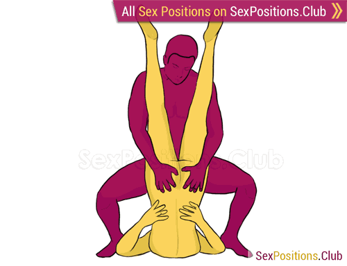 Sex position #142 - Rabbit Ears. (man on top, reverse, standing). Kamasutra - Photo, picture, image