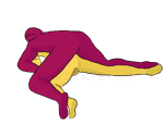 Sex position #71 - Lazy Dog. (from behind, lying down, man on top, rear entry). Kamasutra - Photo, picture, image