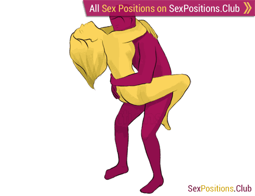 Sex position #72 - Workout. (face to face, standing, woman on top). Kamasutra - Photo, picture, image