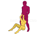 Sex position #203 - Jackhammer. (blowjob, oral sex, standing). Kamasutra - Photo, picture, image