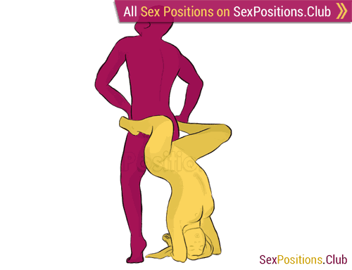 Sex position #197 - Spider Monkey. (from behind, man on top, rear entry, reverse, standing). Kamasutra - Photo, picture, image
