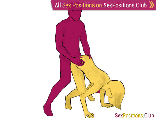 Sex position #235 - Leapfrog. (doggy style, from behind, rear entry, standing). Kamasutra - Photo, picture, image