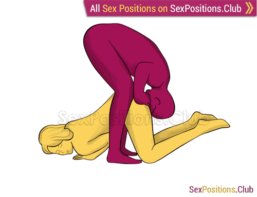 Sex position #345 - Pie in the sky. (oral sex, cunnilingus, standing, from behind). Kamasutra - Photo, picture, image