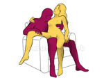 Sex position #247 - Japan (on the armchair). (woman on top, criss cross, sitting). Kamasutra - Photo, picture, image