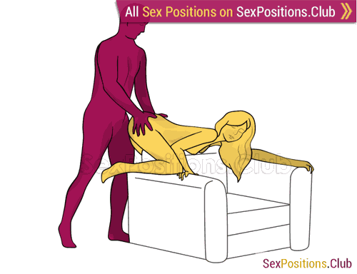 Sex position #372 - Multiply Pleasure (on the armchair). (anal sex, doggy style, from behind, rear entry, standing). Kamasutra - Photo, picture, image