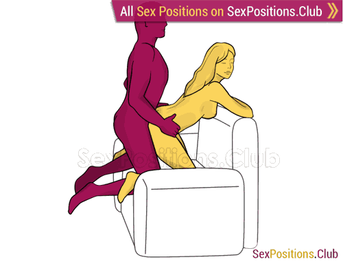 Sex position #407 - Amateur (on the armchair). (anal sex, doggy style, from behind, rear entry, kneeling). Kamasutra - Photo, picture, image