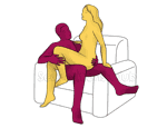 Sex position #299 - Nice talk (on the armchair). (woman on top, criss cross, sitting). Kamasutra - Photo, picture, image