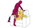 Sex position #274 - Sensual touch (on the armchair). (anal sex, right angle, standing). Kamasutra - Photo, picture, image