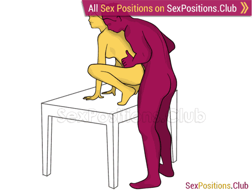 Sex position #288 - Hottest lover (on the table). (anal sex, doggy style, from behind, rear entry, standing). Kamasutra - Photo, picture, image