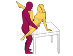 Sex position #327 - Slow dance (on the table). (face to face, standing). Kamasutra - Photo, picture, image