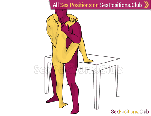 Sex position #429 - Deep stick (on the table). (face to face, standing). Kamasutra - Photo, picture, image