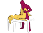 Sex position #422 - Keeper (on the table). (right angle, standing). Kamasutra - Photo, picture, image