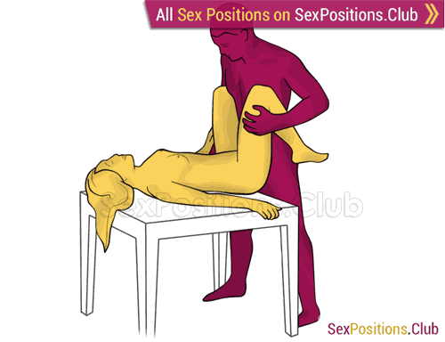Sex position #422 - Keeper (on the table). (right angle, standing). Kamasutra - Photo, picture, image