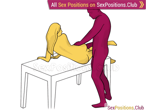Sex position #276 - Propeller (on the table). (anal sex, from behind, rear entry). Kamasutra - Photo, picture, image