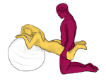 Sex position #352 - Weightlessness (on the ball). (from behind, rear entry, kneeling). Kamasutra - Photo, picture, image
