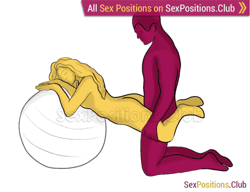 Sex position #352 - Weightlessness (on the ball). (from behind, rear entry, kneeling). Kamasutra - Photo, picture, image