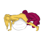 Sex position #395 - Dirty sanchez (on the ball). (cunnilingus, from behind, oral sex, )