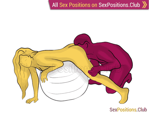 Sex position #395 - Dirty sanchez (on the ball). (cunnilingus, from behind, oral sex, )