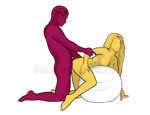 Sex position #374 - Inseminator (on the ball). (anal sex, doggy style, from behind, rear entry, kneeling). Kamasutra - Photo, picture, image