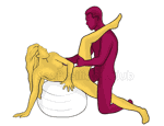 Sex position #278 - Fantasy (on the ball). (anal sex, from behind, right angle, kneeling). Kamasutra - Photo, picture, image