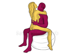 Sex position #342 - Silence (on the ball). (woman on top, face to face, sitting). Kamasutra - Photo, picture, image