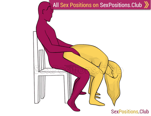 Sex position #369 - Milk chocolate (on the chair). (anal sex, from behind, rear entry, sitting). Kamasutra - Photo, picture, image