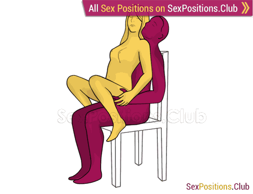 Sex position #470 - Relaxation (on the chair). (anal sex, woman on top, from behind, sitting). Kamasutra - Photo, picture, image