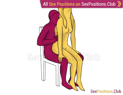 Sex position #376 - Fairy (on the chair). (anal sex, woman on top, from behind, sitting). Kamasutra - Photo, picture, image