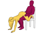Sex position #319 - Watermelon (on the chair). (from behind, rear entry, sitting). Kamasutra - Photo, picture, image