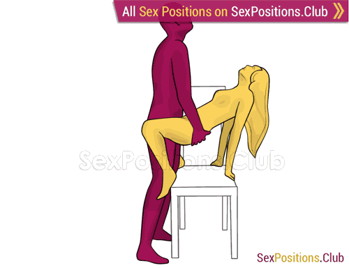 Sex position #445 - Midnight (on the chair). (right angle, standing). Kamasutra - Photo, picture, image