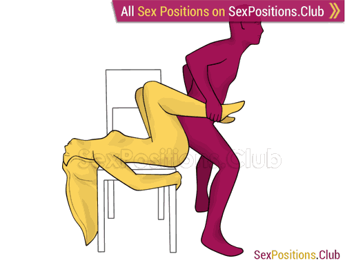 Sex position #390 - Playboy (on the chair). (reverse, standing). Kamasutra - Photo, picture, image