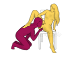 Sex position #484 - Licking master (on the chair). (oral sex, cunnilingus, sitting,). Kamasutra - Photo, picture, image