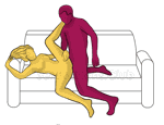 Sex position #377 - Wedge (on the couch). (anal sex, from behind, right angle). Kamasutra - Photo, picture, image