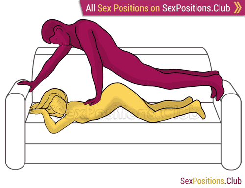 Sex position #446 - Bomb (on the couch). (anal sex, from behind, rear entry, man on top). Kamasutra - Photo, picture, image