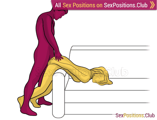 Sex position #482 - Stickman (on the couch). (anal sex, doggy style, from behind, rear entry, standing). Kamasutra - Photo, picture, image